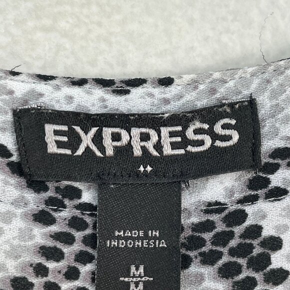 Express Womens Medium Snake Print Zip Front Blouse Roll Tab Sleeve Shirt - Picture 3 of 6